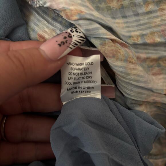 Anthropologie Current Air Los Angeles crinkle ruffle puff sleeve dress L large - Picture 8 of 13